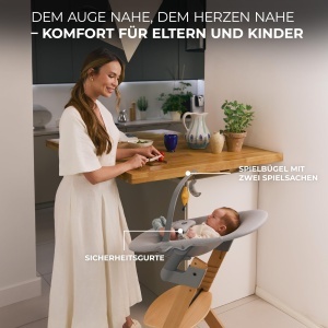 Scaun inalt Kinderkraft ENOCK, multifunctional, din lemn de fag, ajustabil - Img 4