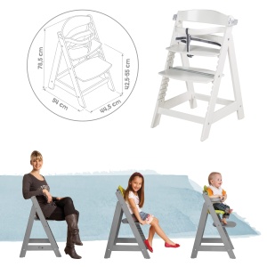 Scaun inalt pentru copii roba Sit Up Click Fun, alb, din lemn, cu suport detasabil - Img 5