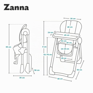 Scaun pentru copii Lionelo Zanna, 6-36 luni, reglabil, cu tavita detasabila - Img 9