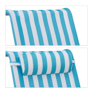 Scaun pliabil Relaxdays, 8 pozitii, cu perna pentru gat, albastruwhite - Img 7