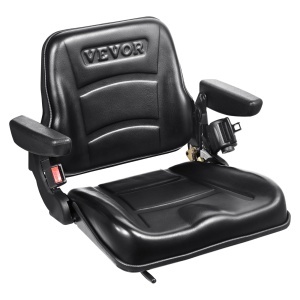 Scaun tractor VEVOR TY-B17-1AF, PVC, Negru, cu Spatar Reglabil si Centura de Siguranta