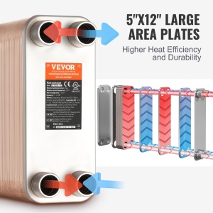 Schimbator de caldura VEVOR EATB28-80, 127 x 305 mm, 80 placi, inoxcupru - Img 4