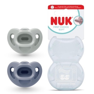 Schnuller NUK First Choice Soft 0-6 luni 100 silicon verdealbastru set 2 bucati