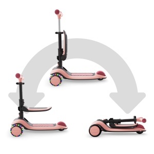 Scooter echilibrat Kinderkraft Halley 2 in 1, cu roti LED, roz, pliabil - Img 6
