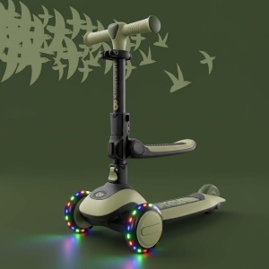 Scooter echilibrat Kinderkraft Halley 2-in-1, inaltime sezut ajustabila 25-33 cm, LED-uri, verde - Img 8