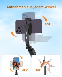 Selfie Stick GRIFEMA cu LED, 107cm, 3 Modi de Lumina, Compatibil cu iPhone si Android - Img 5