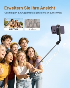 Selfie Stick GRIFEMA cu stativ, 107cm, Bluetooth, 360 rotire - Img 2