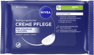 Servetele umede NIVEA Creme, 25 bucati, pentru toate tipurile de piele, cu parfum