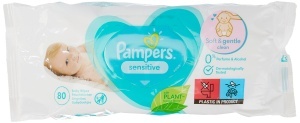 Servetele umede Pampers Sensitive 80 bucati, fara parfum, pentru piele sensibila