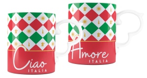 Set 2 Cani Bialetti Tricolore, Porcelain, 300 ml, Design Italian