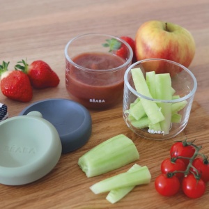 Set 2 recipiente din sticla BEABA, 150 ml, rezistente la caldura, culoare Salbeigrun - Img 2
