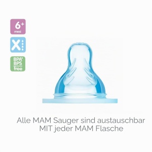 Set 2 Suporturi MAM X pentru Biberon, Flux Rapid, Silikon SkinSoft, 6 luni - Img 2