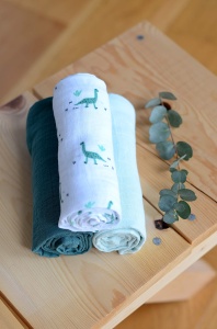 Set 3 Bumbac Bio Beaba 920345, 70x70 cm, Motiv Jurazeit, Multicolor - Img 3