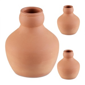 Set 3 Ollas din Ceramica Relaxdays, 550 ml, Culoare Terracotta