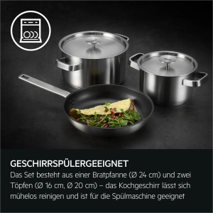 Set 3 Piese AEG pentru Gatit - 1 Tigai si 2 Oale, Antiaderent, Inox - Img 7