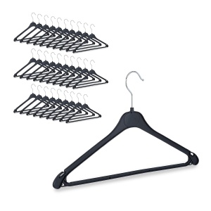 Set 30 Umerase Relaxdays, Plastic, Negru, Design Subtire, Haken Rotativ