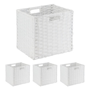 Set 4 Cosuri de Depozitare Relaxdays, Plastic, Alb, 31x32x30 cm