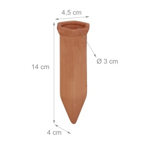 Set 4 Ghiuvete de Ceramica pentru Udat Plante, Relaxdays, Terracotta, 14x4,5 cm - Img 4