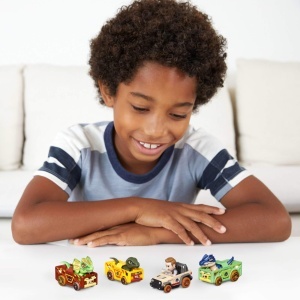 Set 4 Masini Die-Cast Hot Wheels RacerVerse Jurassic World cu Figurine - Img 2