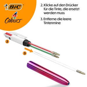 Set 5 Pixuri BIC 4 Culori Gradient, Reumplibile, Design Metallic - Img 7