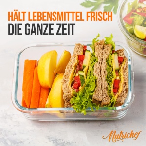 Set 5 recipiente din sticla Nutrichef, 900 ml, rosu, rezistente la caldura - Img 6