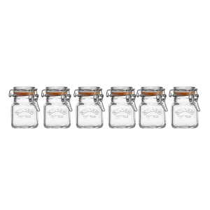Set 6 Borcane pentru Condimente Kilner, 70 ml, Cu Capac din Inox, Suport din Lemn - Img 1