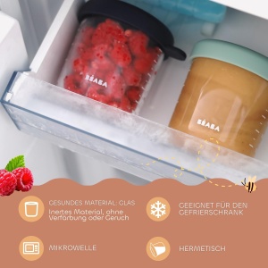 Set 6 recipiente din sticla pentru bebelusi BEABA, 150 ml, rezistente la caldura si frig, design colorat - Img 6