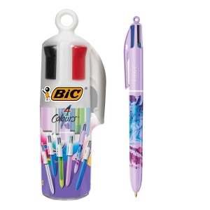 Set 6 Stilouri BIC 4 Culori, Diverse Culoari, Cu Suport Neongalben