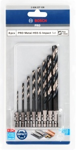 Set burghie Bosch PRO Metal HSS-G Impact 8 piese pentru metale si plastic Sechskantschaft