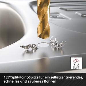 Set burghie metal Einhell 19 piese HSS-G Titan otel HSS 4341 acoperire titan varf 135deg - Img 4