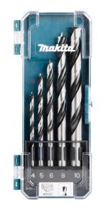 Set burghie pentru lemn Makita D-72861, 5 piese, 4-10 mm, cu cutie de depozitare