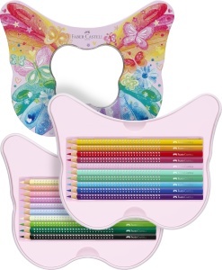 Set cadou Faber-Castell Schmetterling Sparkle, 20 creioane colorate, ergonomic - Img 2