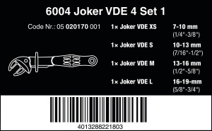 Set Chei Reglabile Wera 6004 Joker VDE, 4 piese, Izolate, pentru Lucru la 1000V - Img 2