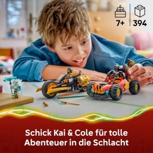 Set Constructie LEGO NINJAGO 71864 - Kais si Coles Kombi-Flitzer, 394 piese, cu 3 Minifigurine - Img 2