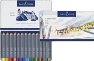 Set Creioane Aquarell Faber-Castell Goldfaber Aqua 36 piese, rezistente la rupere