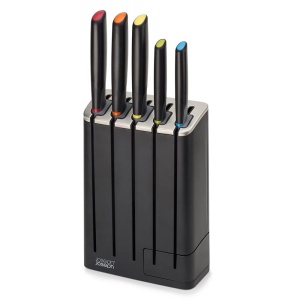 Set cutite Joseph Joseph Elevate SlimBlock 5 piese cu bloc si ascutitor ceramic Negru - Img 5