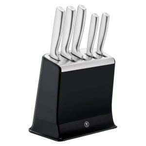 Set cutite Tefal EverSharp Pro, 5 piese, inox german, autoascutire, negru