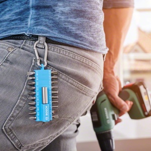 Set de 21 de bituri pentru suruburi Bosch cu suport magnetic si carabinier, albastru - Img 3