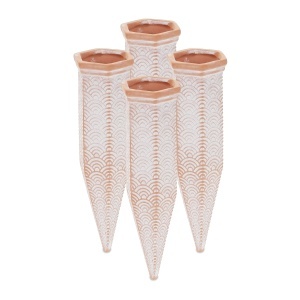 Set de 4 Ghiulele de Udat Relaxdays pentru Flori si Plante, TerracottaAlb