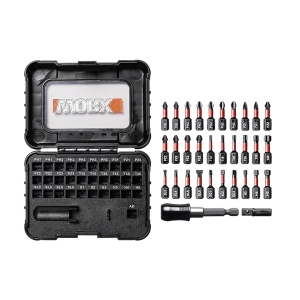 Set de biti pentru suruburi WORX WA1165, 32 piese, din otel durabil, cu cutie de depozitare