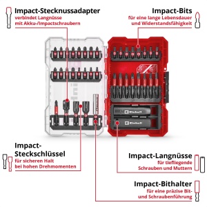 Set de Bituri si Stecknuss Einhell M-CASE 39 piese, S2 Stahl, 50BV30 Stahl - Img 2