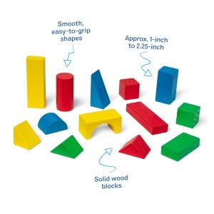 Set de blocuri de constructie din lemn Melissa Doug, 100 piese, 4 culori, 9 forme - Img 3