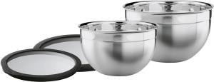 Set de boluri din inox ROSLE 2 piese cu capace din sticla, 20 si 24 cm