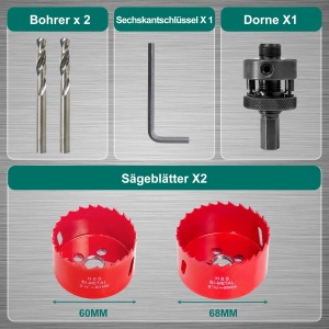 Set de burghie HYCHIKA Lochsage 68mm 60mm Bi-Metall pentru rigips metale si lemn - Img 4