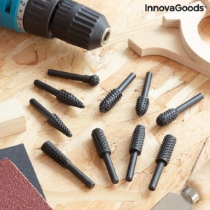 Set de burghie InnovaGoods, 10 piese, pentru lemn si PVC, design ergonomic, negru - Img 2