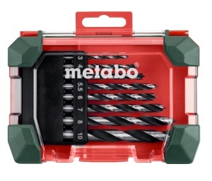 Set de burghie pentru lemn Metabo SP, 8 piese, diametre 3-10 mm, otel de calitate