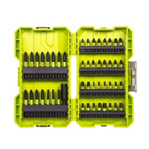 Set de capete de surubelnita cu impact RYOBI Torque+ RAK48SDI, 48 de bucati, pentru burghie cu percutie, incl. biti de 32 x 25 mm, biti de 15 x 50 mm, suport magnetic pentru biti