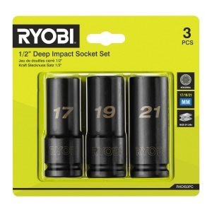 Set de chei cu impact Ryobi RHDIS3PC, 3 piese, din otel cromat, 17-19-21 mm - Img 2