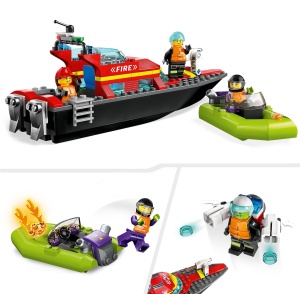 Set de Constructie LEGO City - Barca de Pompieri 60373, 144 piese, 3 figurine - Img 5