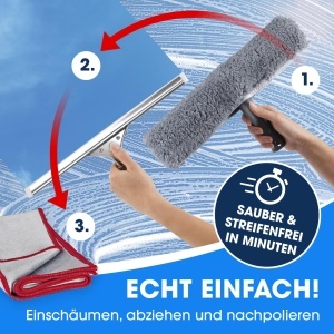 Set de curatare geamuri CLEANmaxx 7 piese, include mop, racleta, detergent - Img 3
